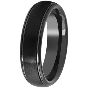 Men's Black Tungsten 6MM Comfort Fit Domed Wedding Band - Mens Ring Size 10